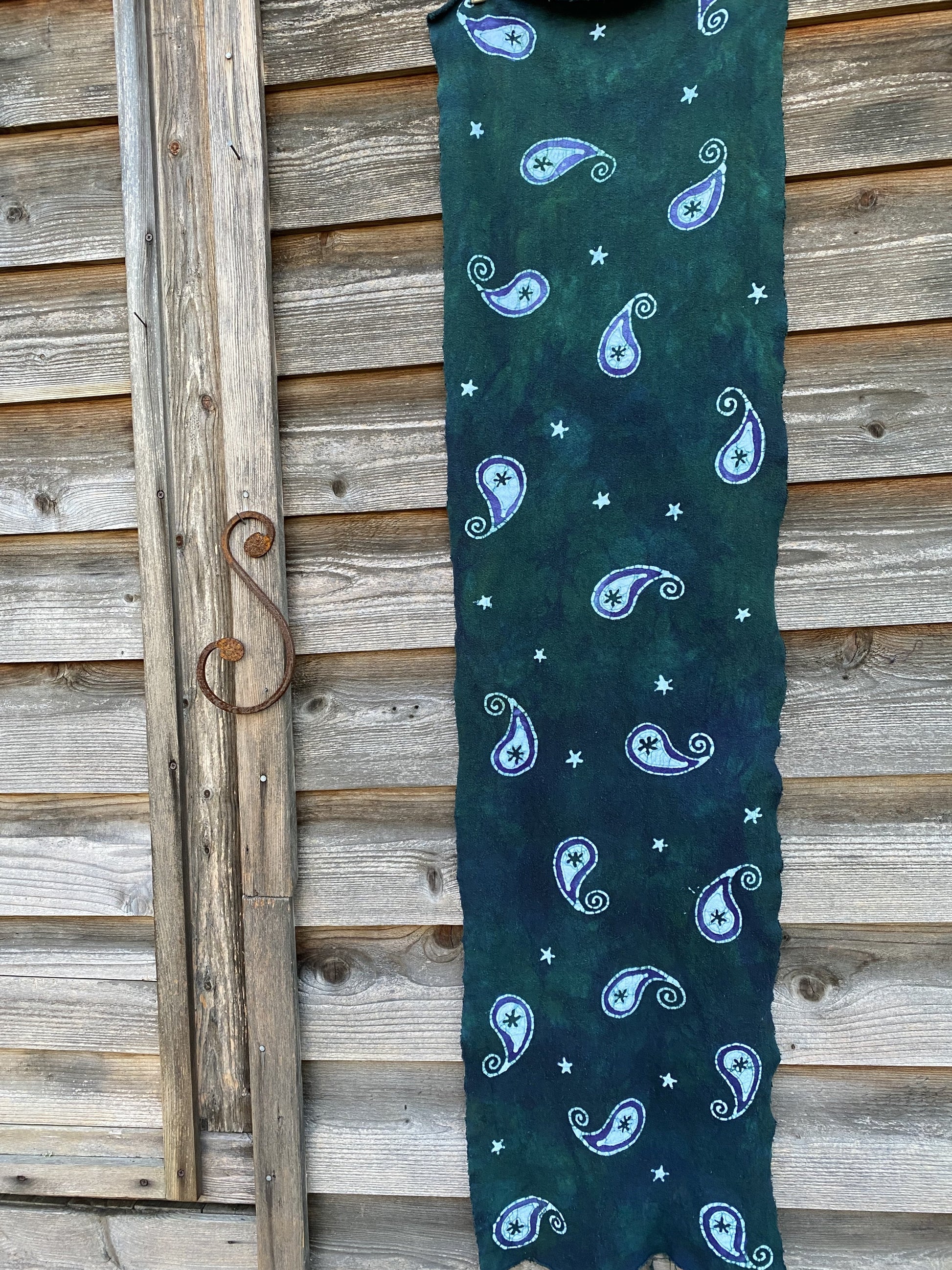 Teal Paisley Scarf - Hand Painted Organic Cotton Batik scarf batikwalla 