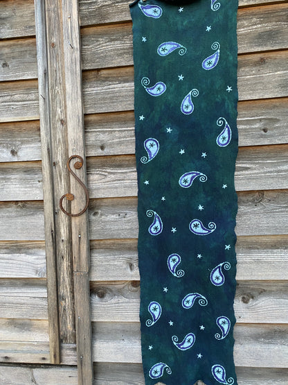 Teal Paisley Scarf - Hand Painted Organic Cotton Batik scarf batikwalla 