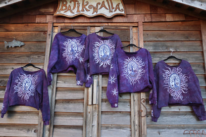 Purple Opal Tree Batik Crop Sweatshirt Tops Batikwalla by Victoria 
