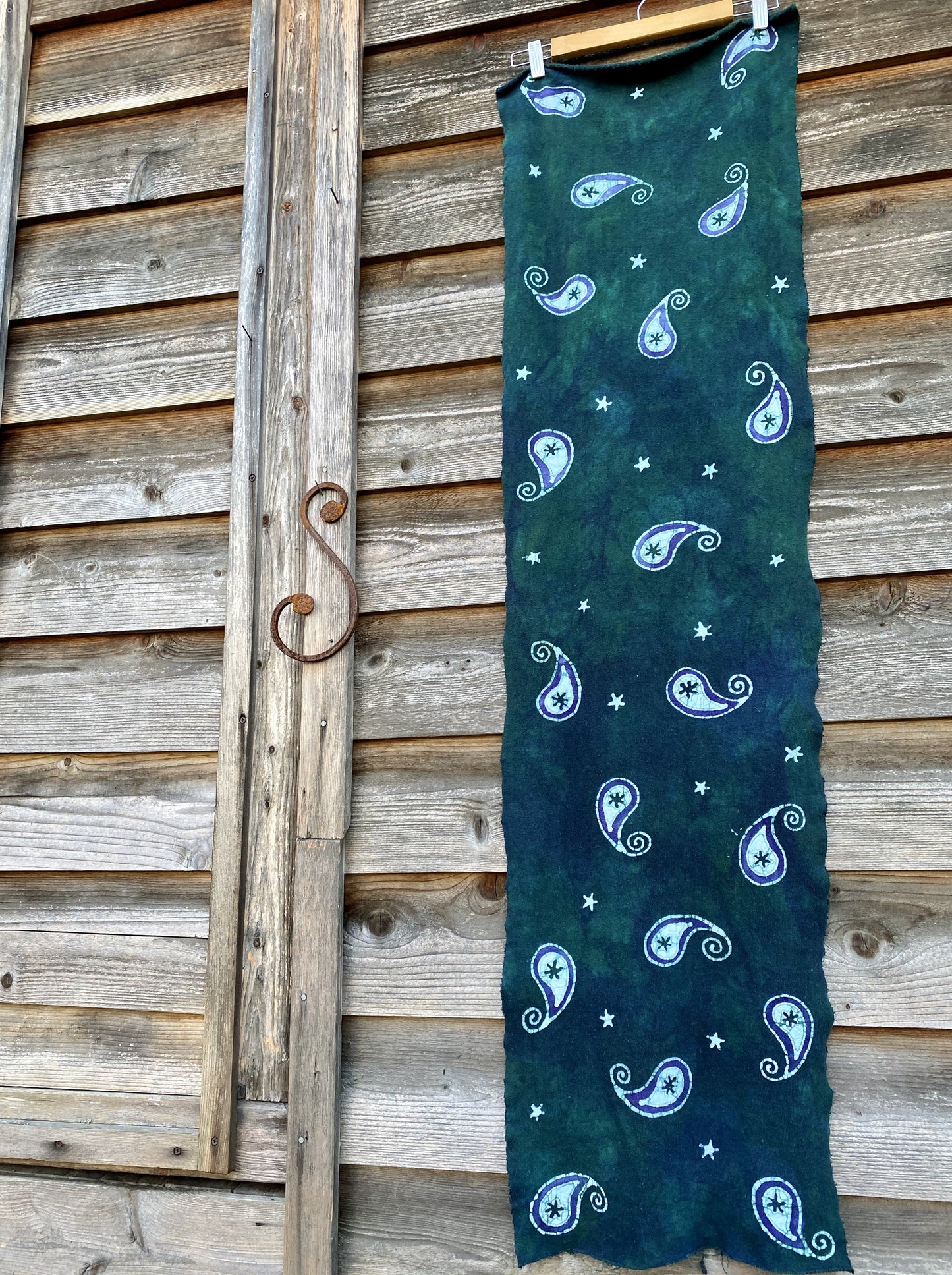 Teal Paisley Scarf - Hand Painted Organic Cotton Batik scarf batikwalla 
