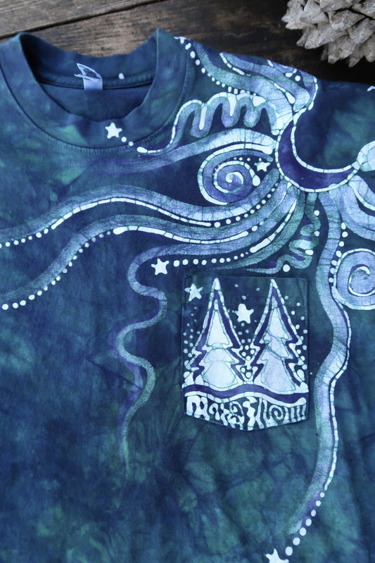 Teal Forest In My Pocket Hand Crafted Long Sleeve Batik Tshirt tshirt batikwalla 