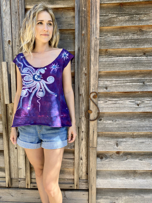 Magenta Moonbeams Organic Cotton Handmade Batik Top Batik Dresses Batikwalla 