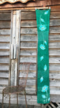Super Long Spring Green Flower Power Handmade Batik Scarf in Organic Cotton