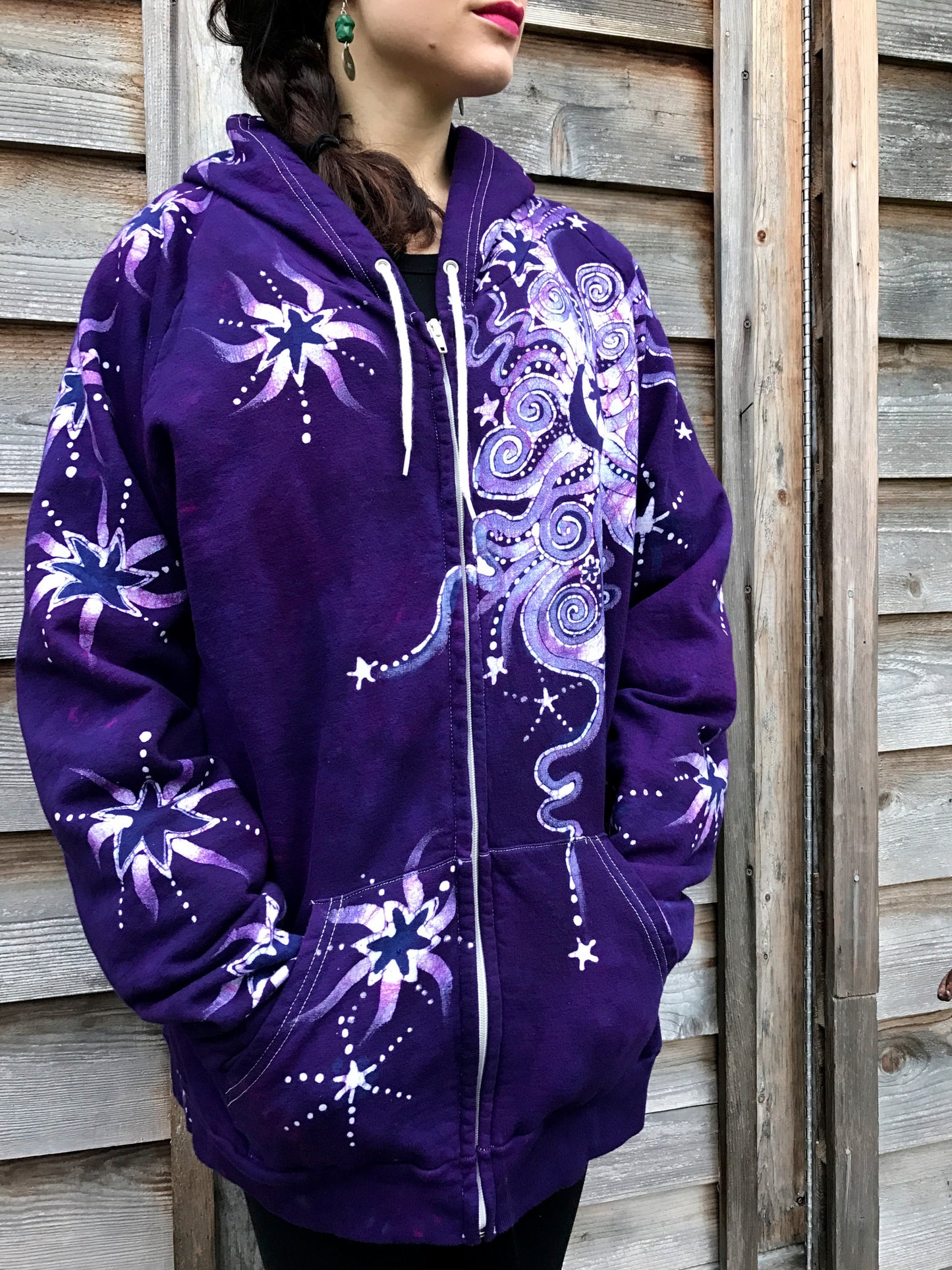 Magenta Moon Organic Cotton Batik Hoodie