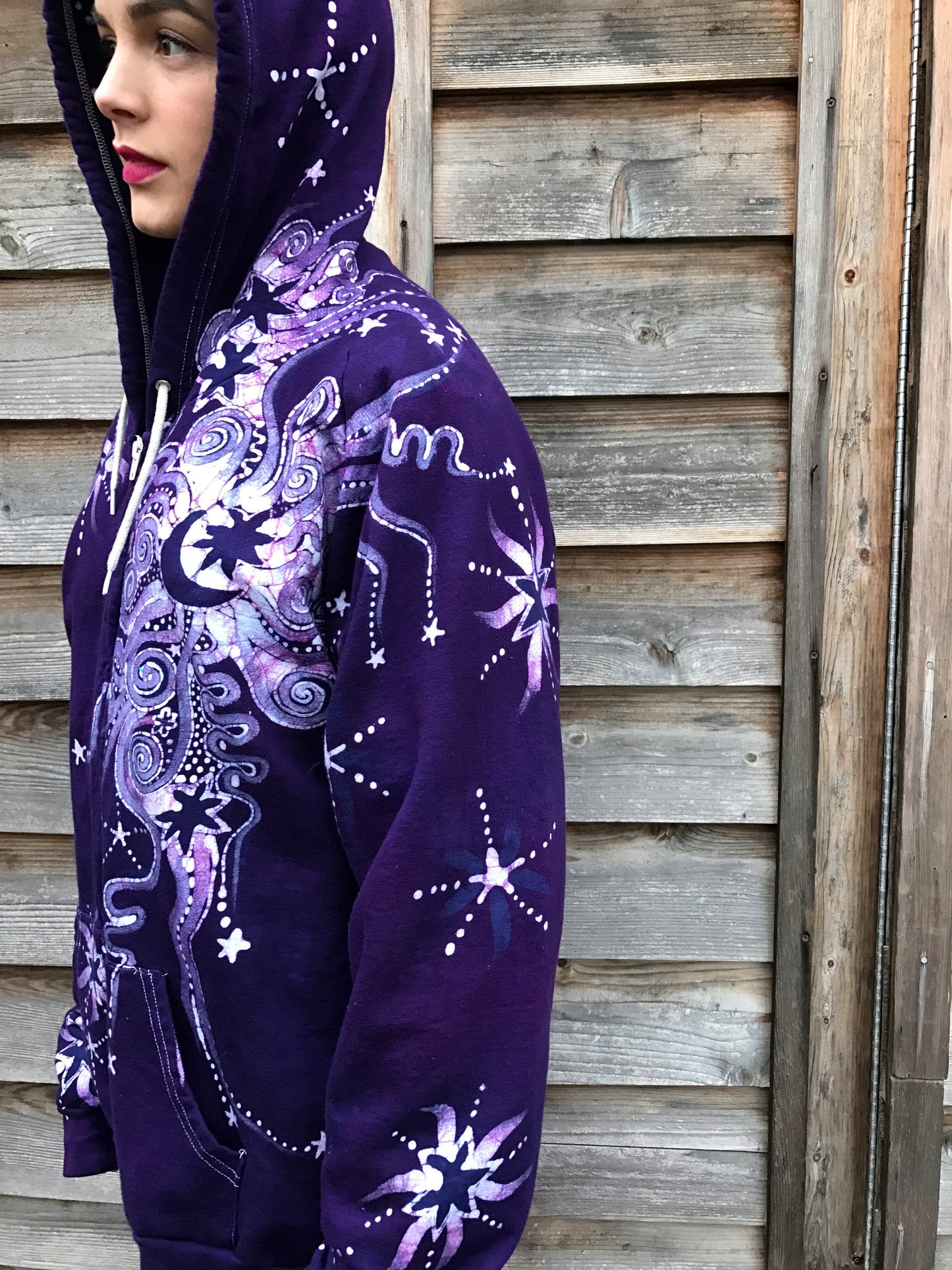 Magenta Moon Organic Cotton Batik Hoodie