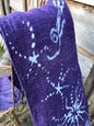 Purple Star Party Handmade Batik Scarf in Organic Cotton - Longer Length