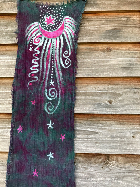 Tourmaline Moonbeams Handmade Batik Scarf in Organic Cotton