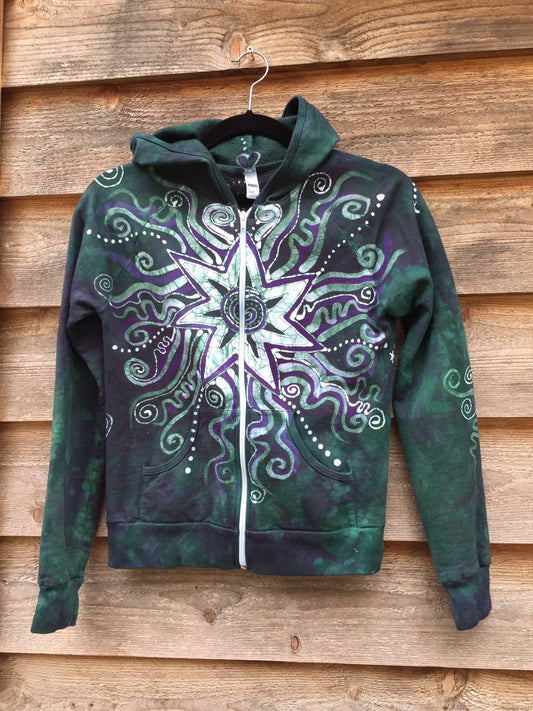 Teal and Purple Batik Star Hoodie - Batikwalla 
 - 1