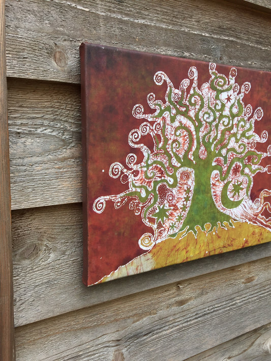 Tree On A Hill Canvas Giclée Print - Batikwalla 
 - 1