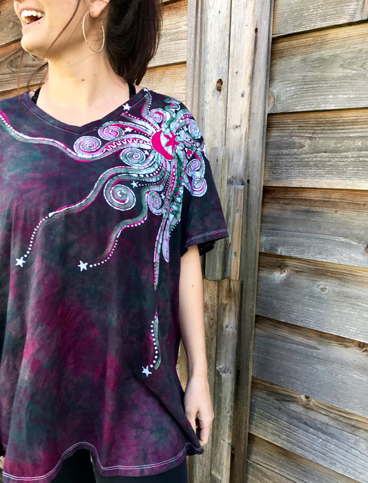 Tourmaline Moonbeams Handmade Batik Tee - Plus Size - 5X