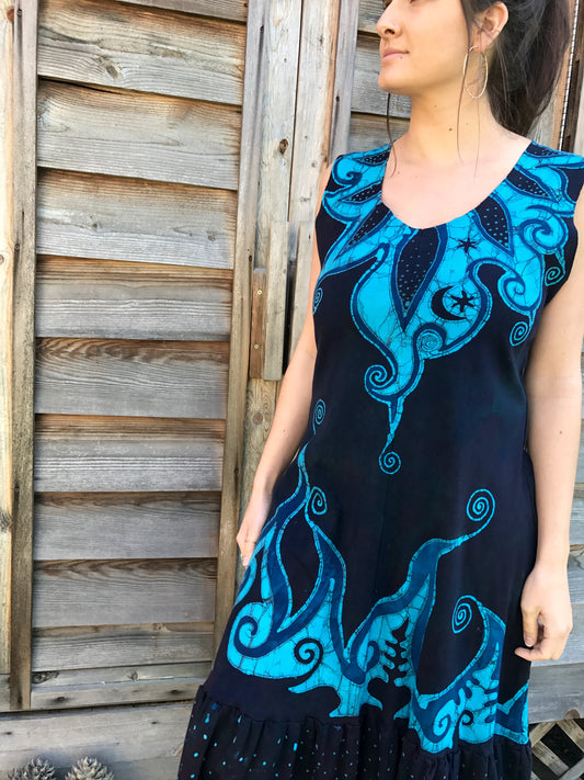 Blue Lotus Moon Dress in Organic Cotton