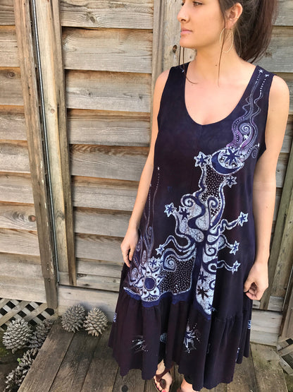Summer Plum Solstice Organic Cotton Batik Dress