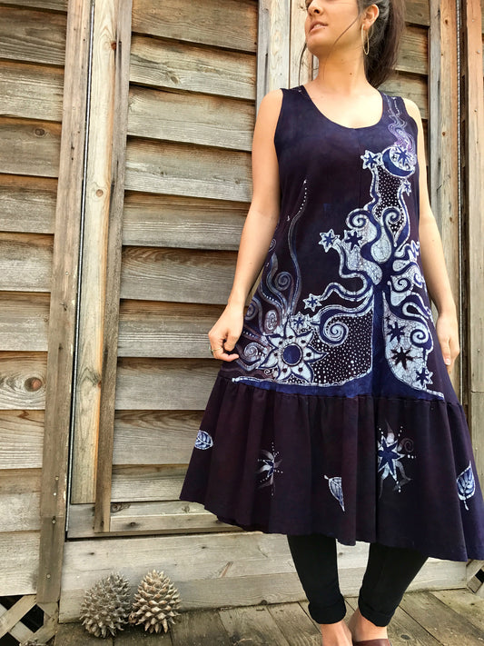 Summer Plum Solstice Organic Cotton Batik Dress