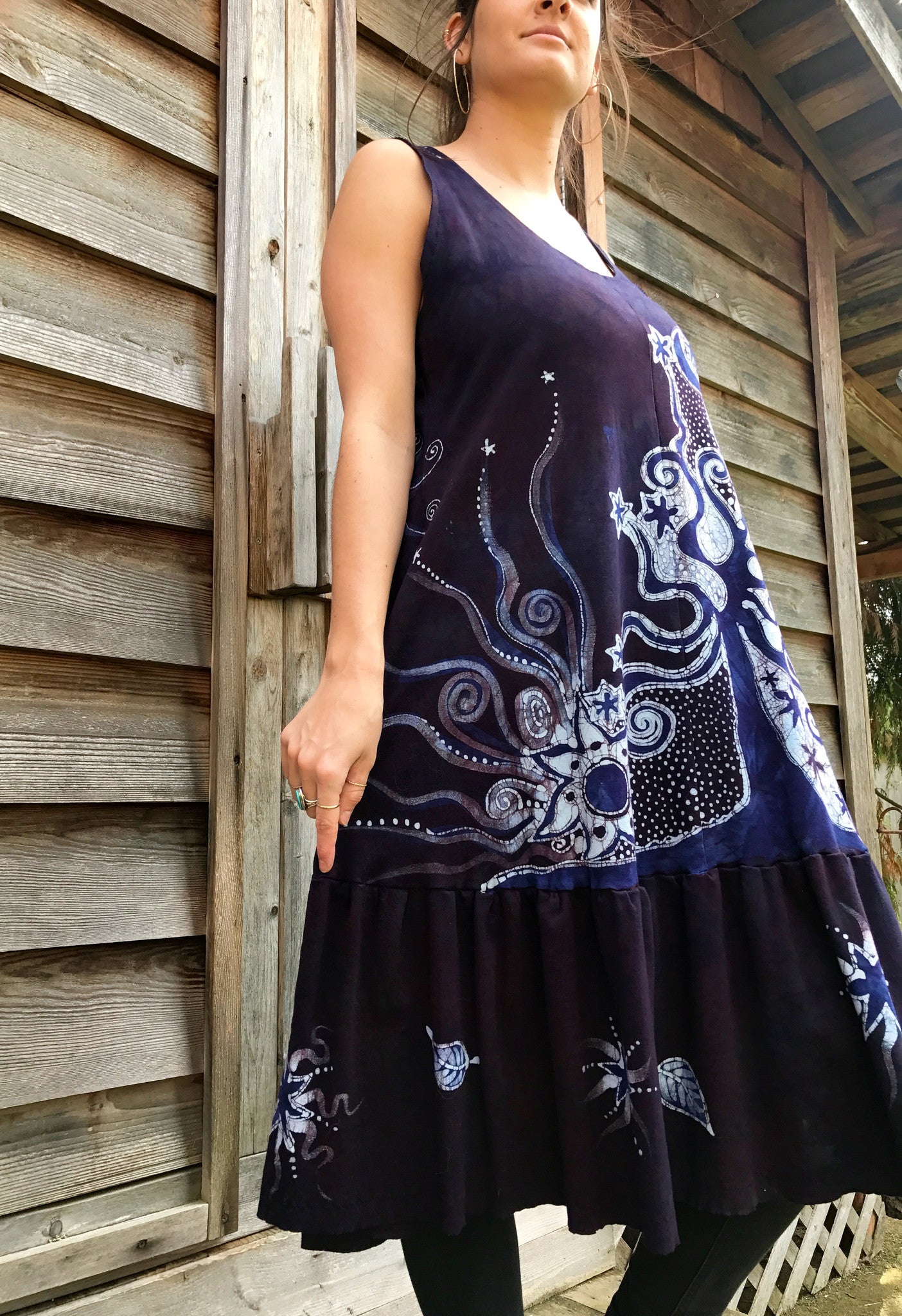 Summer Plum Solstice Organic Cotton Batik Dress