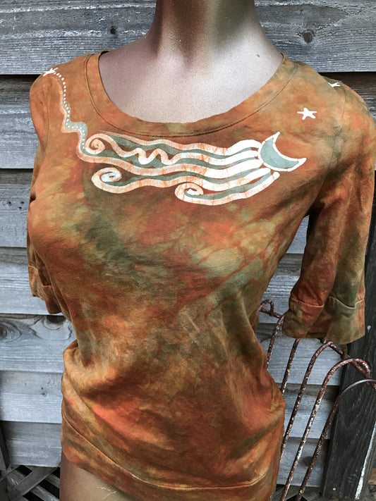 California Poppy Sale Basket Batik Top - Size XL