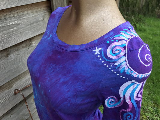 Purple Hyacinth Sunny Day Sale Basket Batik Top