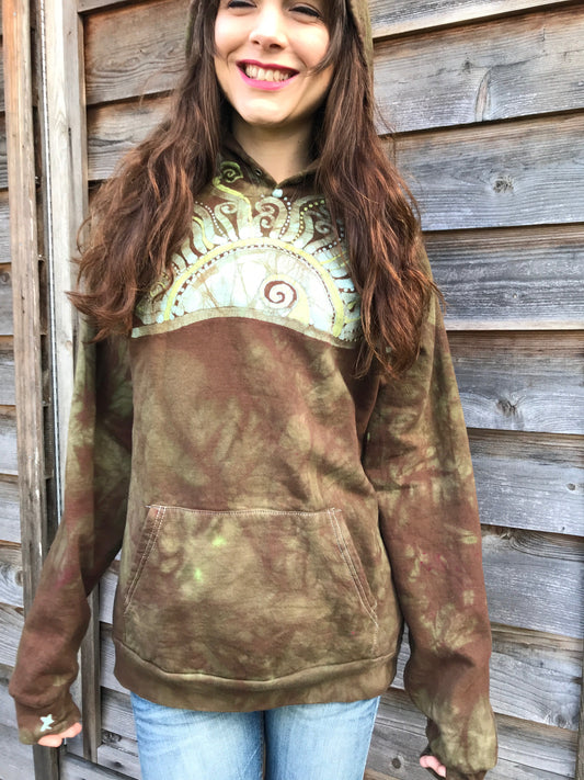High Desert Sunset - Organic Cotton Batikwalla Hoodie - Size Large