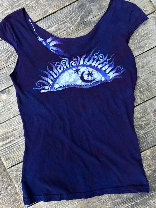 Navy Moon Rising Batik Summer Top