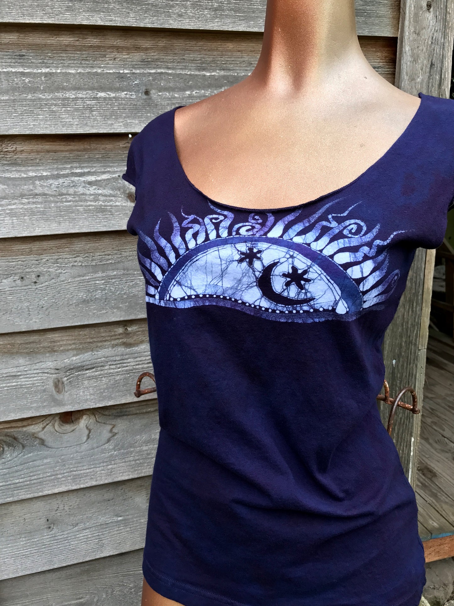 Navy Moon Rising Batik Summer Top