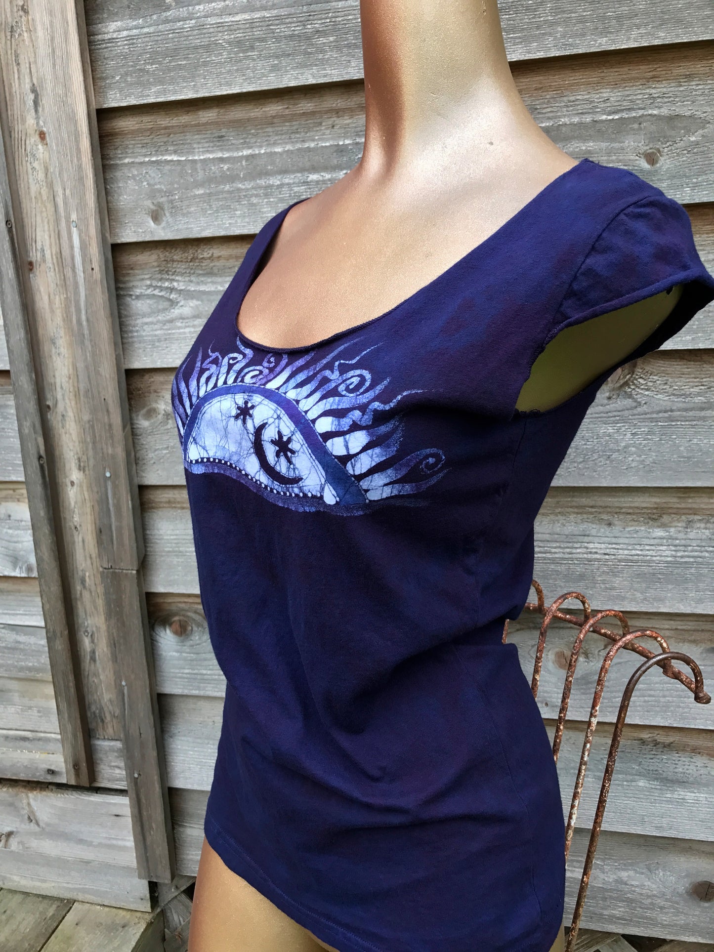 Navy Moon Rising Batik Summer Top