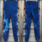 Blue on Blue Star Batik Leggings - Size Small - Batikwalla 
 - 6