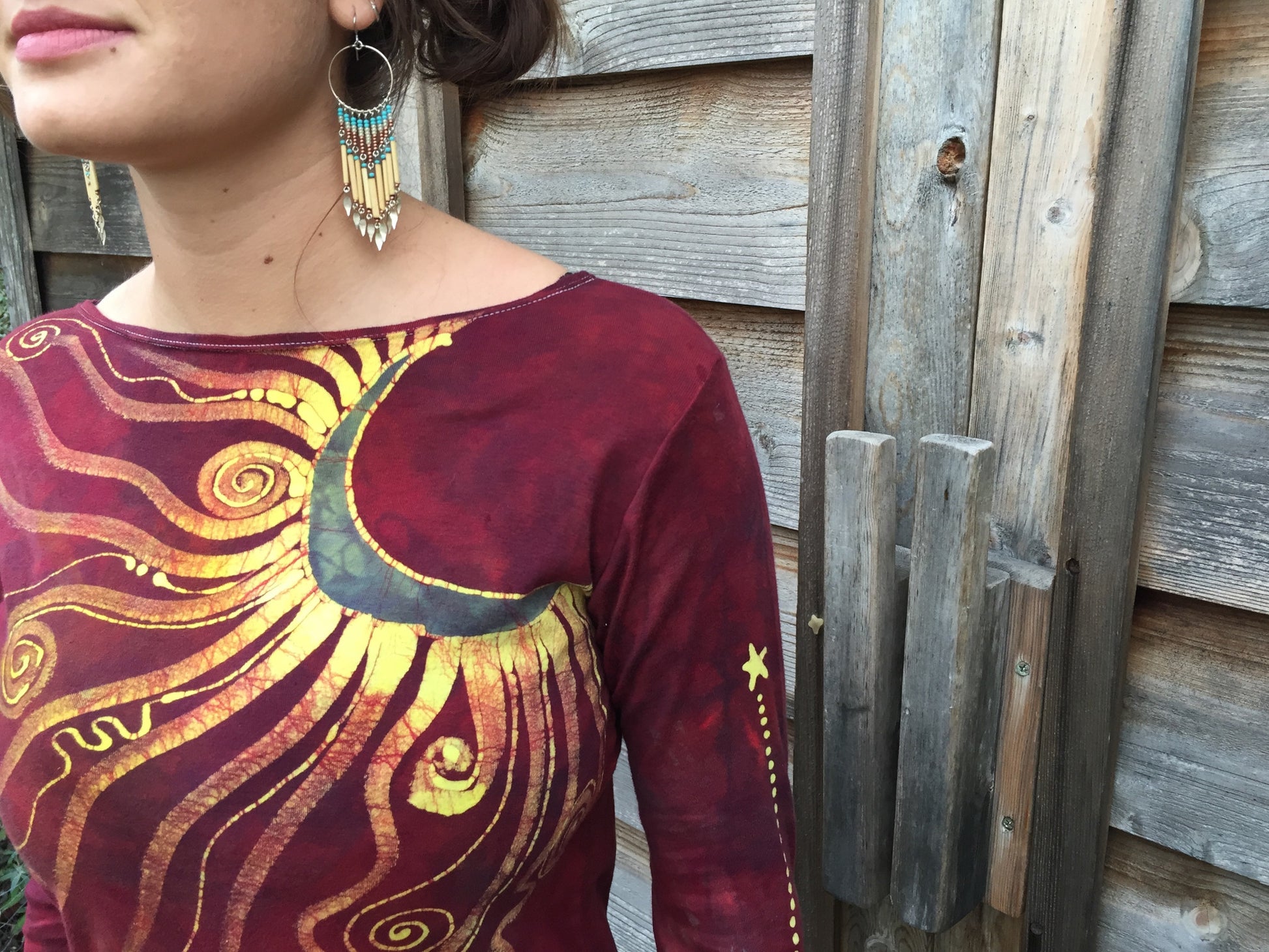 Firelight Red Moon Long Sleeve Batik Top - Batikwalla 
 - 4