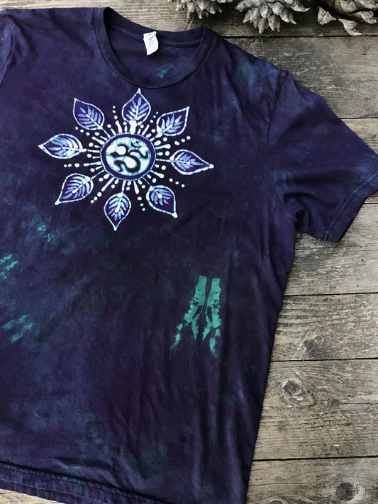 Om Flower In Organic Cotton Handmade Batik Tshirt - Size XL