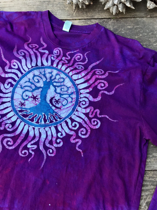 Purple Long Sleeve Batik Tshirt - Size XL