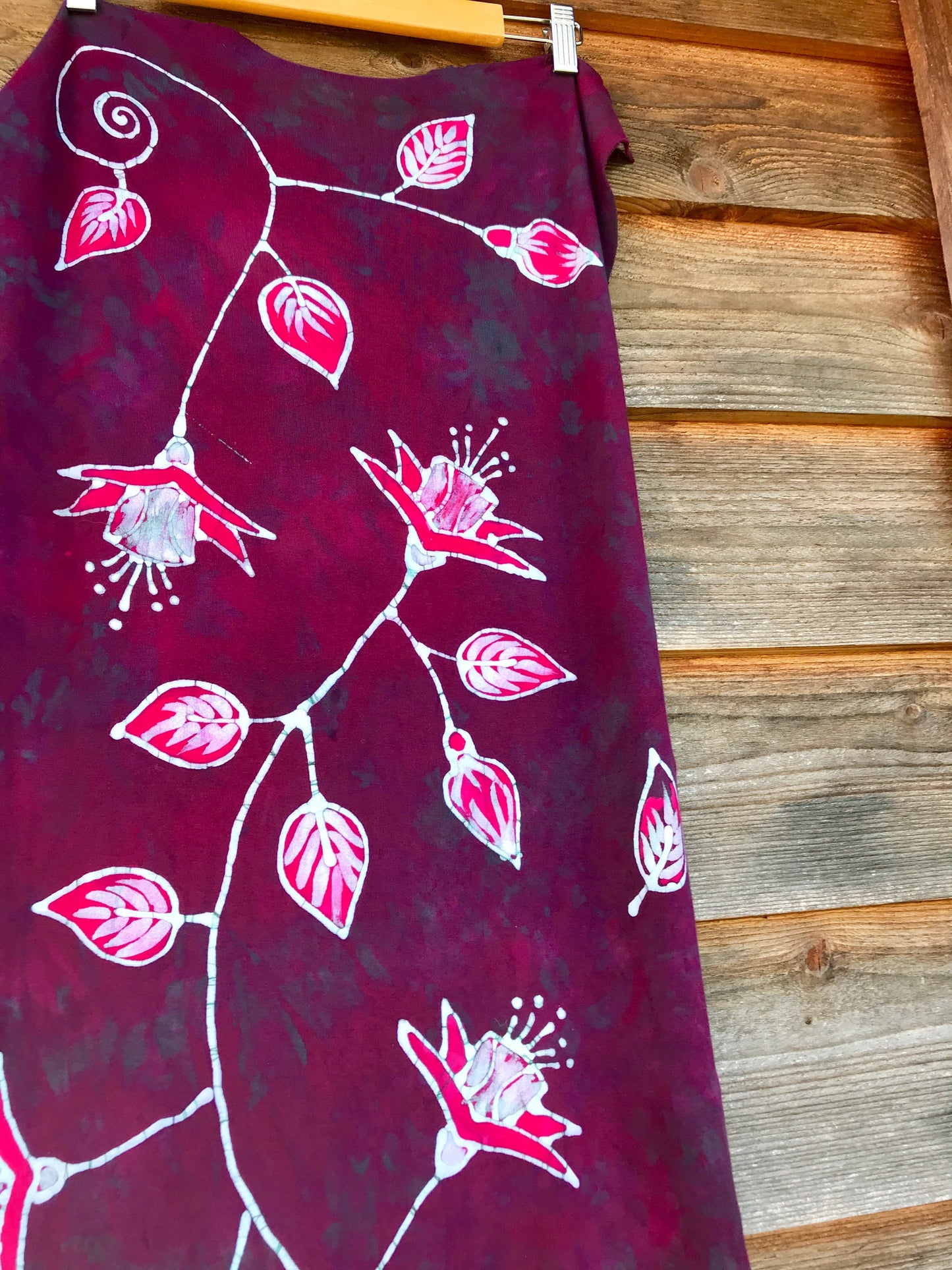 Flower Power In Layers of Fuchsia and Teal - Organic Cotton Hand Painted Scarf