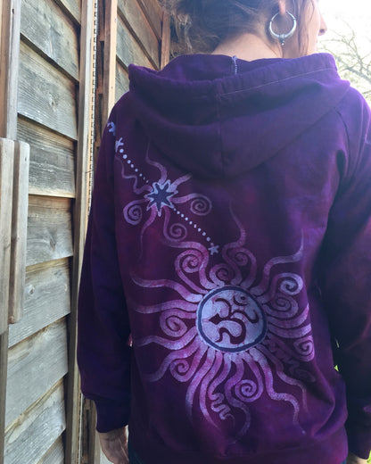 ~ Om Magic Magenta Om ~ Handmade Batik Hoodie - Batikwalla 
 - 3