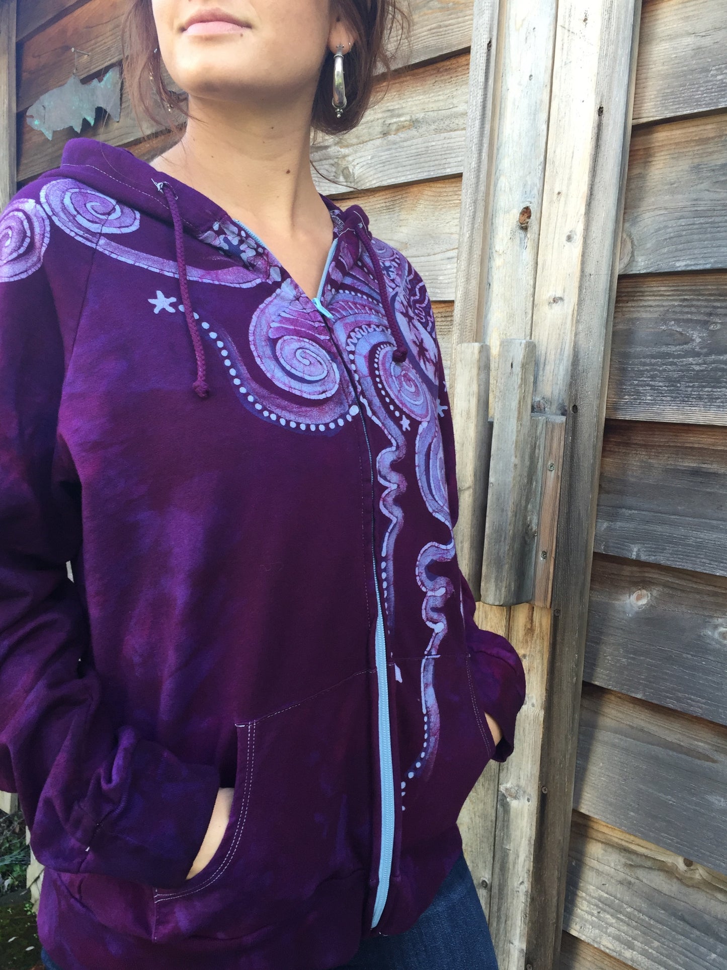 ~ Om Magic Magenta Om ~ Handmade Batik Hoodie - Batikwalla 
 - 4