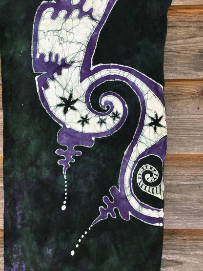 Teal and Purple Stargazer Hand Painted Batik Fabric Scarf