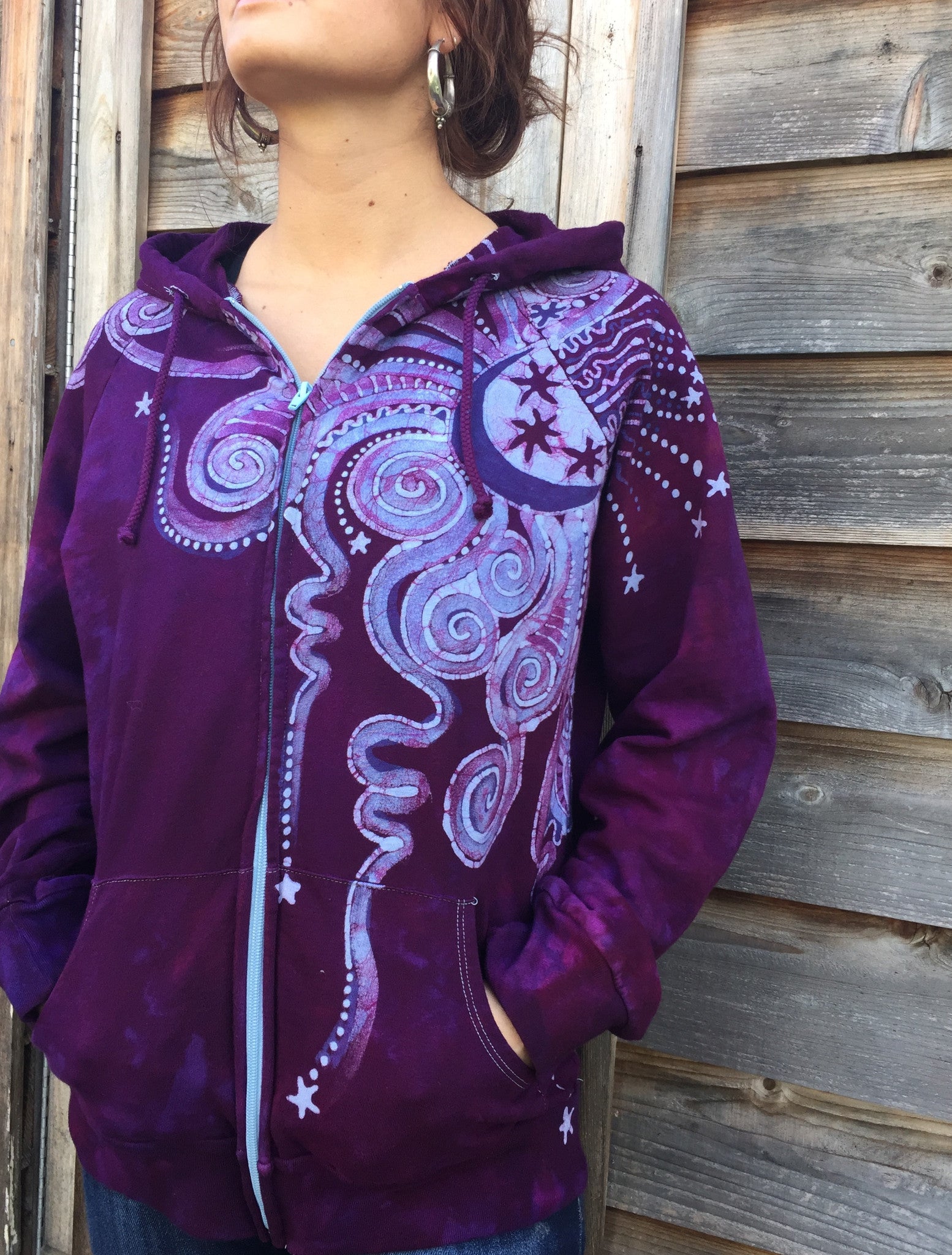 ~ Om Magic Magenta Om ~ Handmade Batik Hoodie - Batikwalla 
 - 5