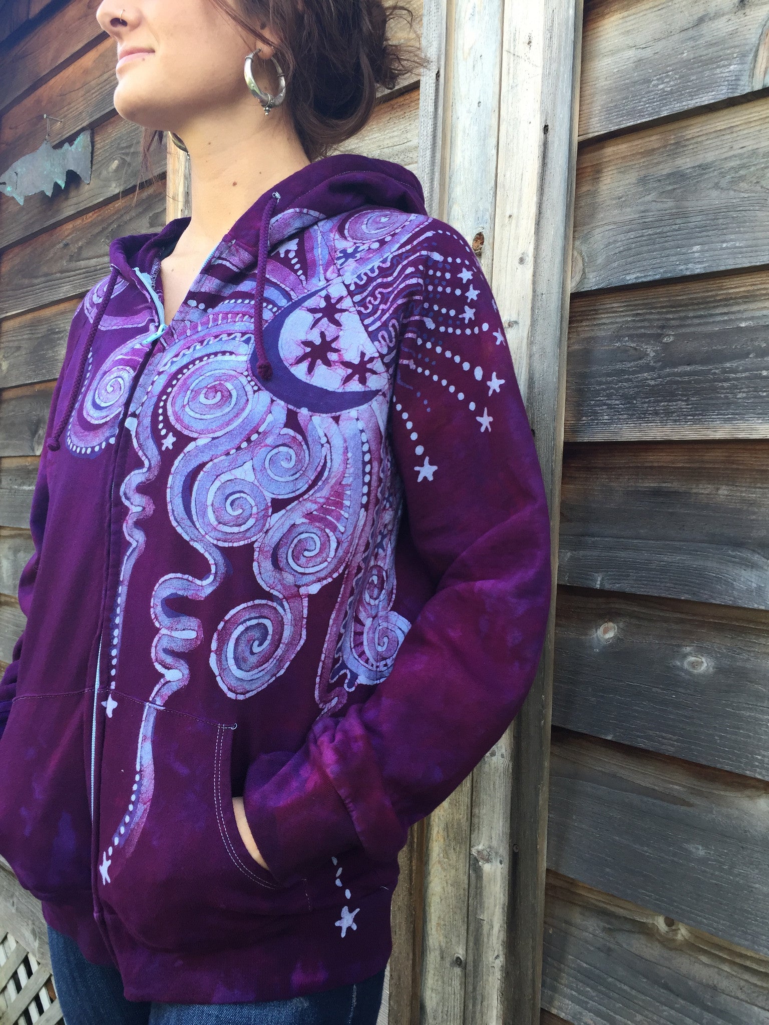 ~ Om Magic Magenta Om ~ Handmade Batik Hoodie - Batikwalla 
 - 1