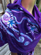 Purple Om Sun Hand Painted Organic Cotton Batik Scarf
