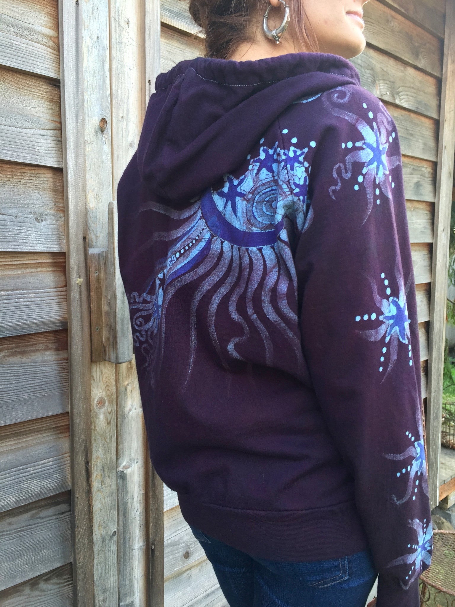 Midnight Maroon Tree of Life Handmade Batik Hoodie - Batikwalla 
 - 3