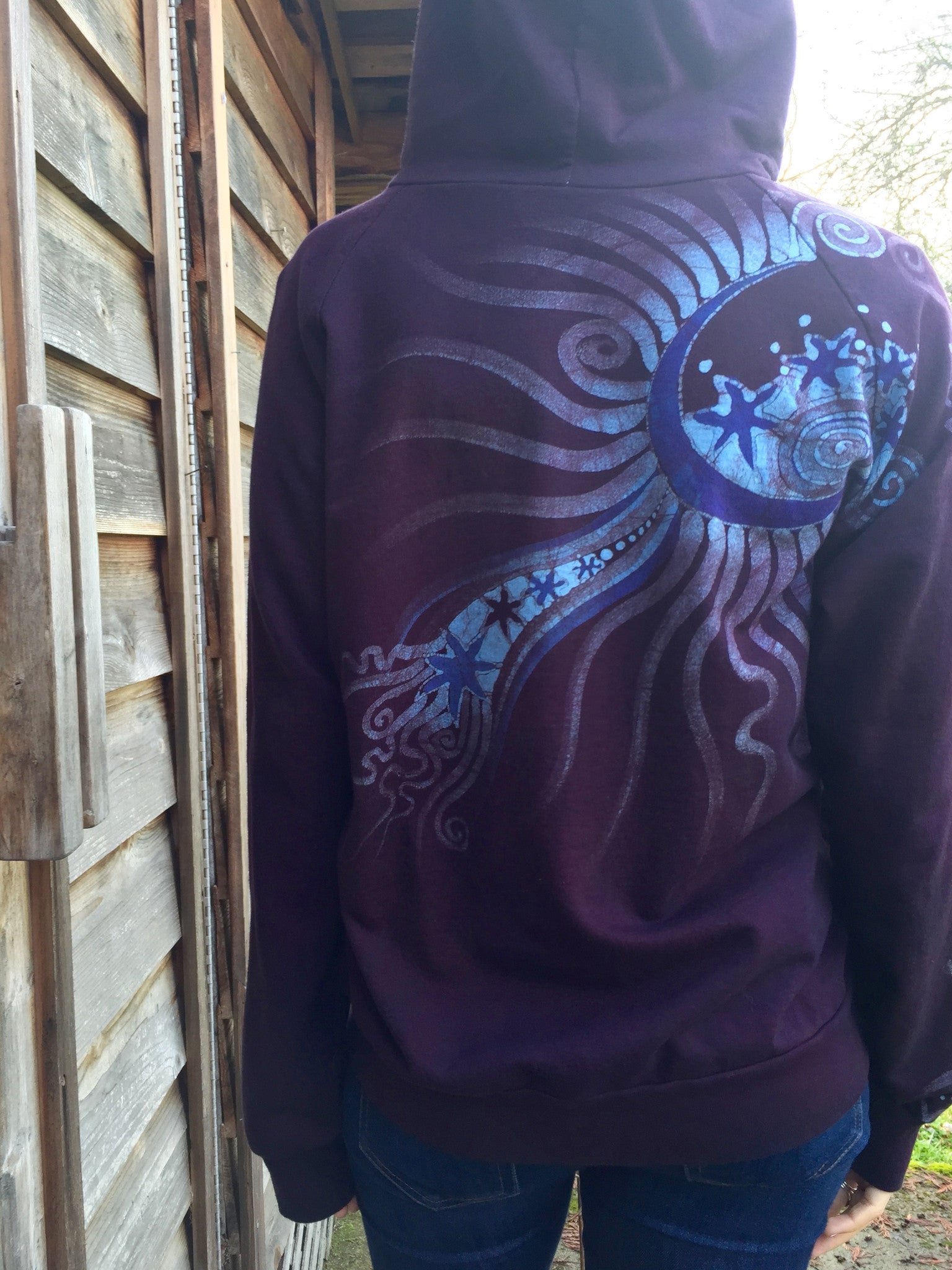 Midnight Maroon Tree of Life Handmade Batik Hoodie - Batikwalla 
 - 5