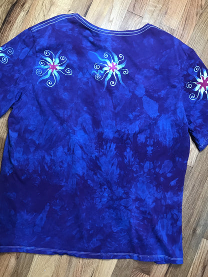 Blue Skies Moonbeams Handmade Batik Scoop Neck Tshirt