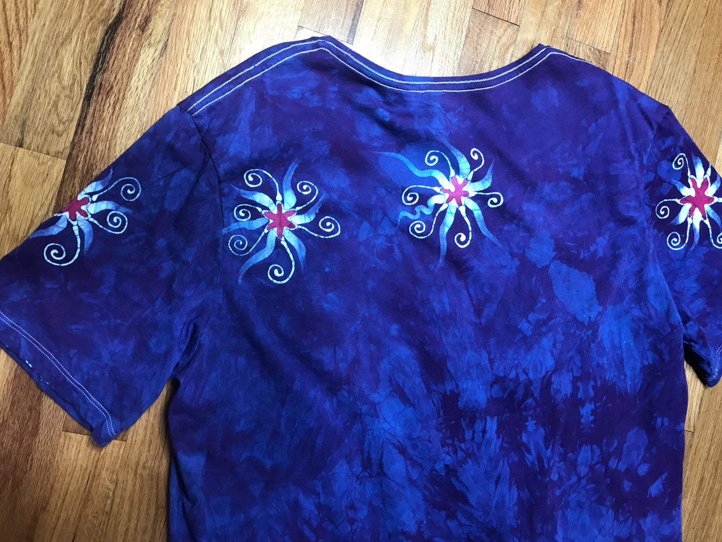 Blue Skies Moonbeams Handmade Batik Scoop Neck Tshirt