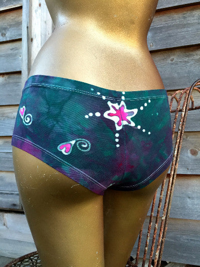 Teal and Pink Moonset Boyshort Undies - Batikwalla 
 - 2