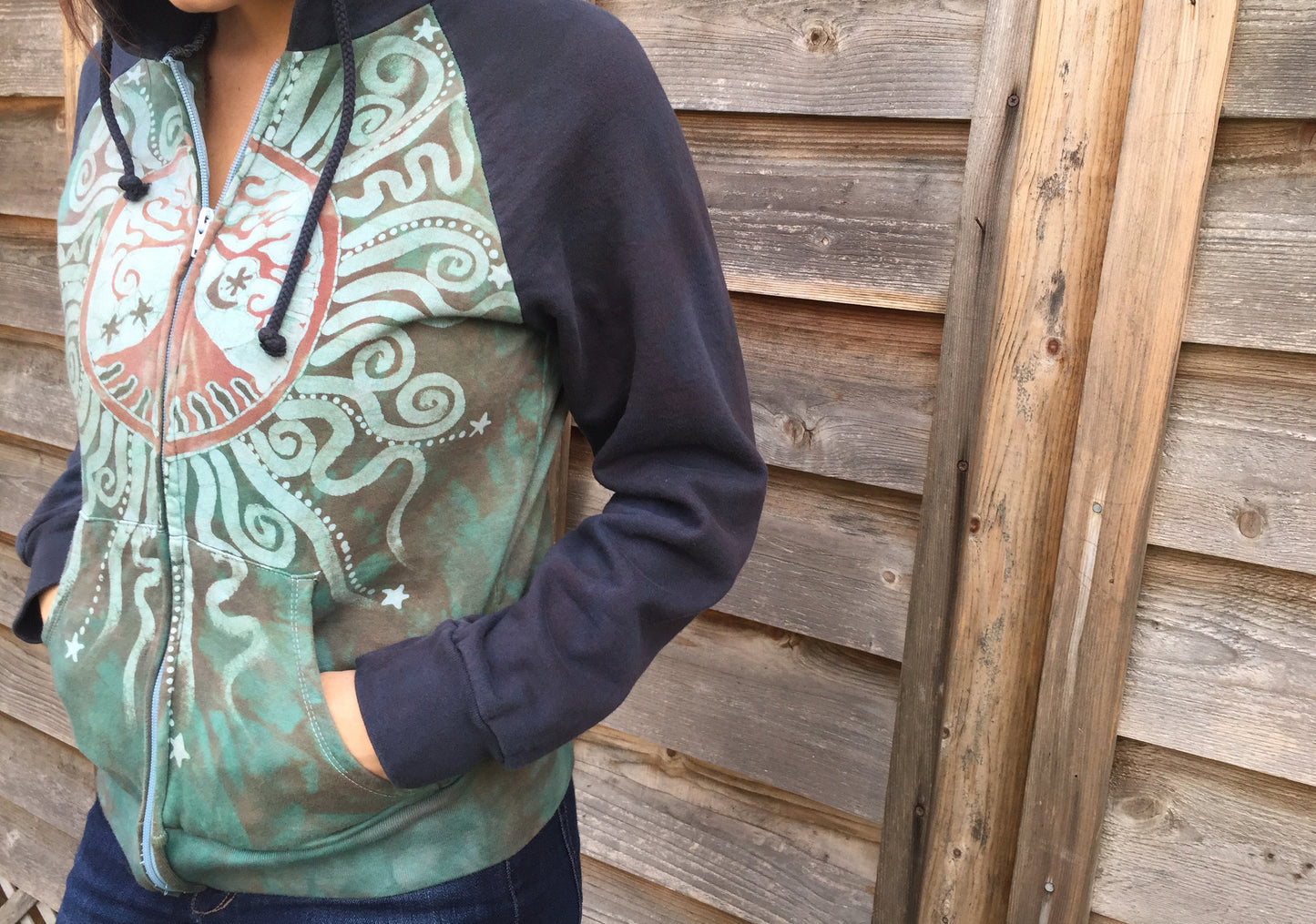 Usnea Moss Tree of Life Handmade Batik Hoodie - Batikwalla 
 - 4