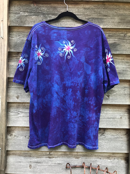 Blue Skies Moonbeams Handmade Batik Scoop Neck Tshirt