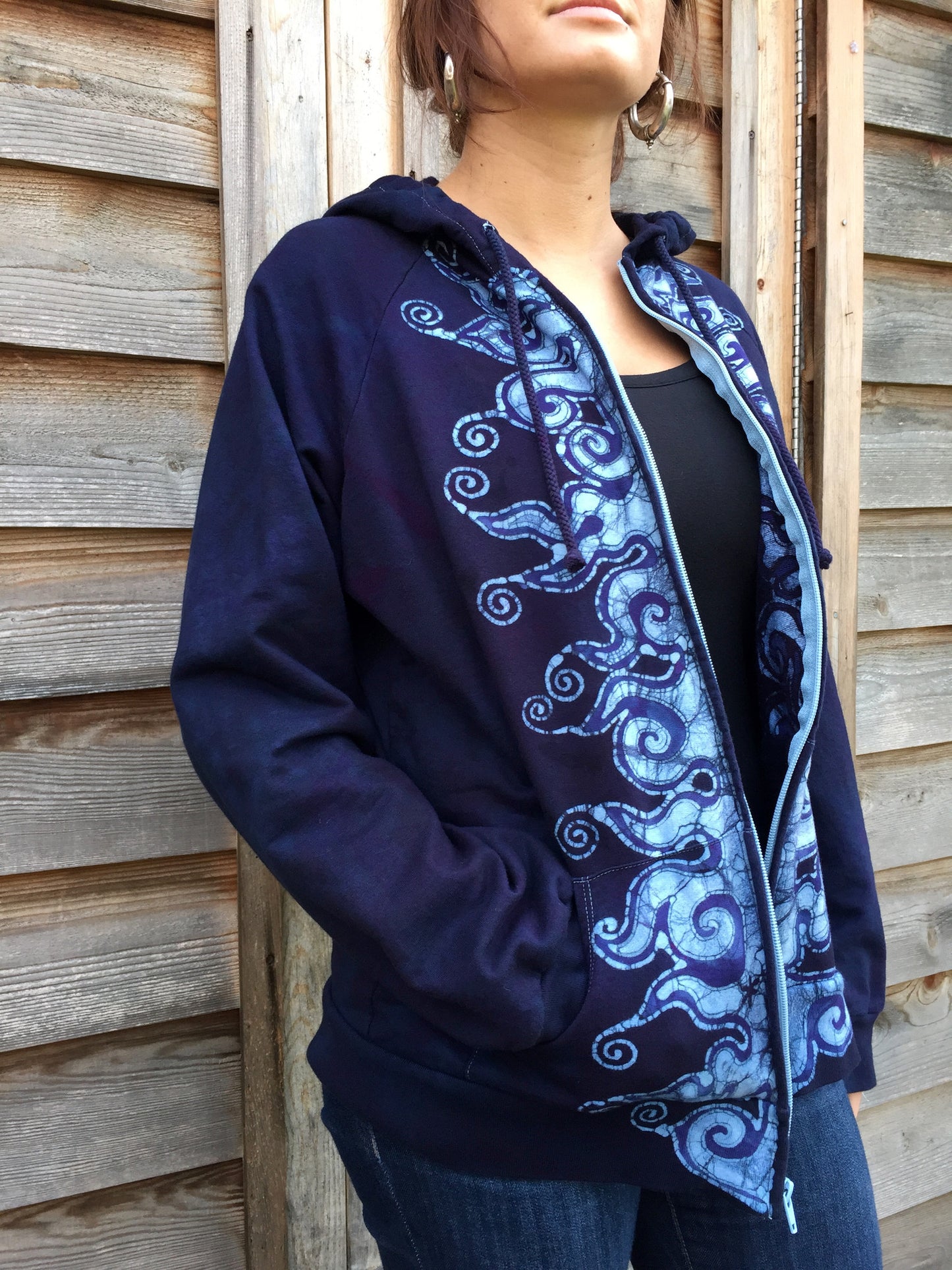 Very Formal Tuxedo Swirls Handmade Batik Hoodie - Batikwalla 
 - 1