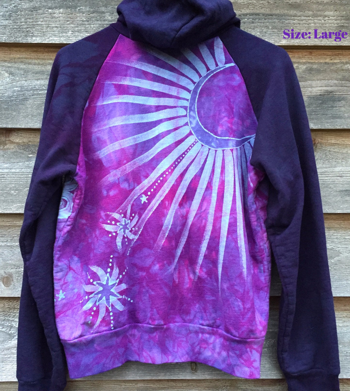 Lavender Pink Moon Star Handmade Batik Hoodie - Batikwalla 
 - 5