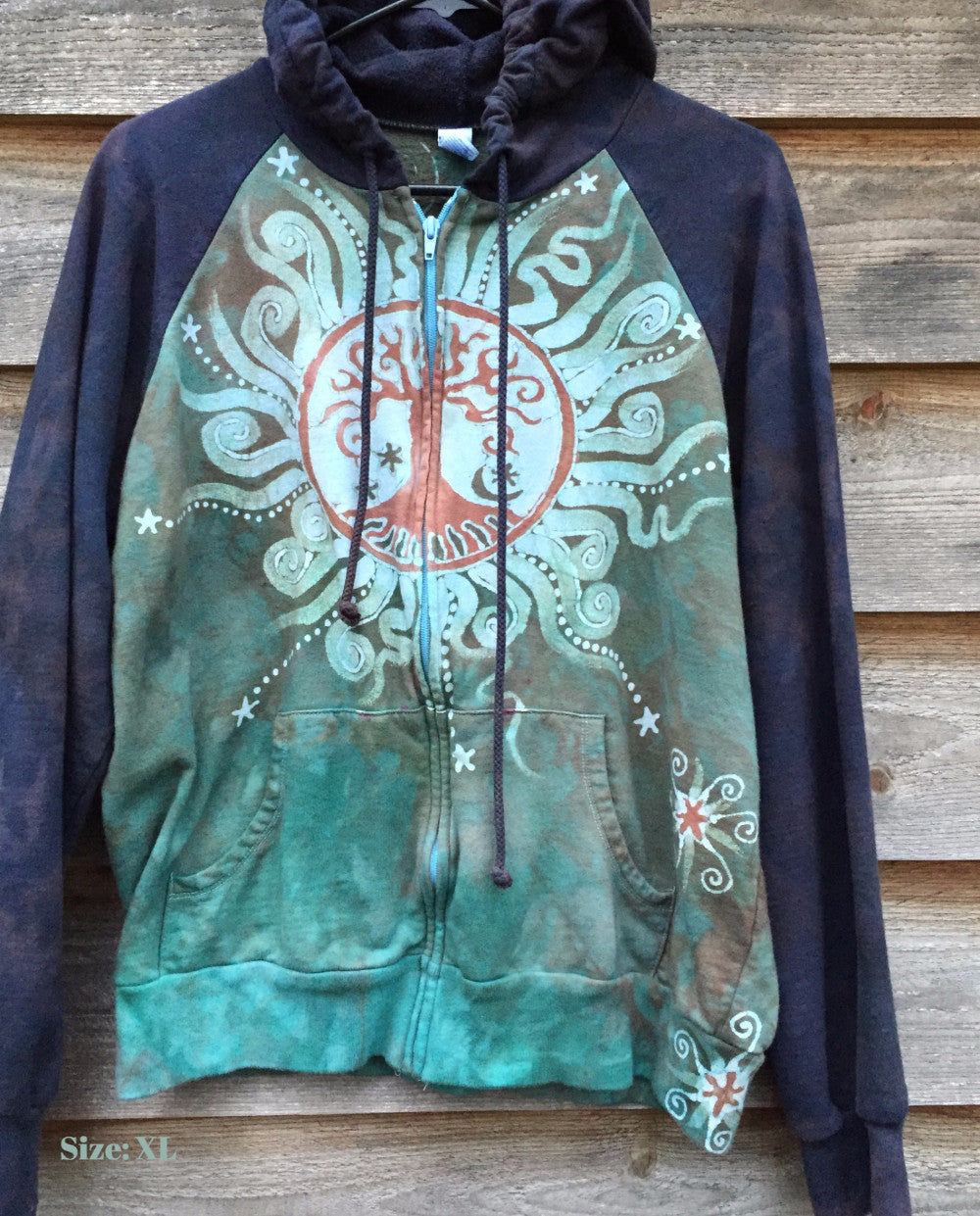 Usnea Moss Tree of Life Handmade Batik Hoodie - Batikwalla 
 - 5