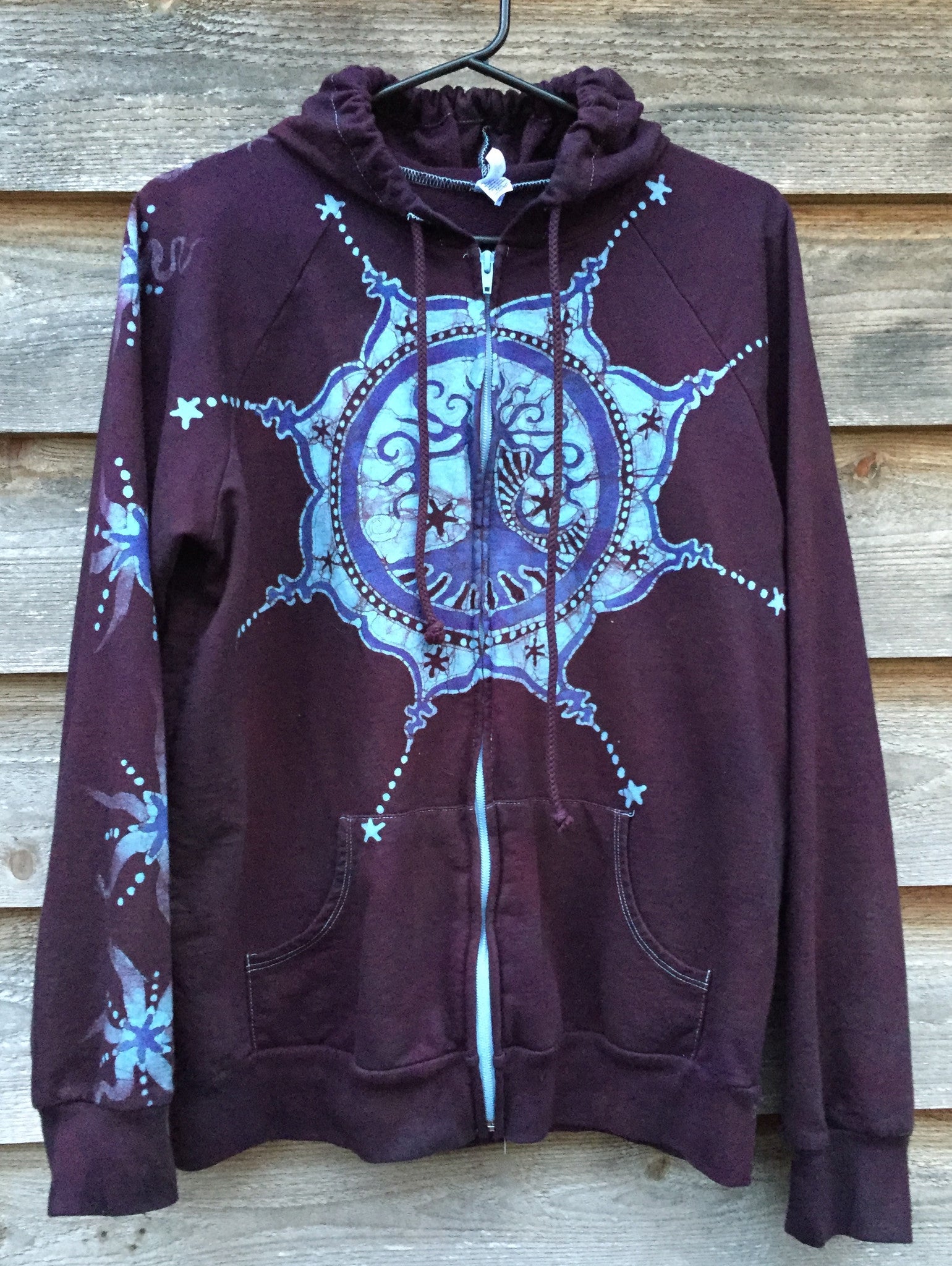 Midnight Maroon Tree of Life Handmade Batik Hoodie - Batikwalla 
 - 6