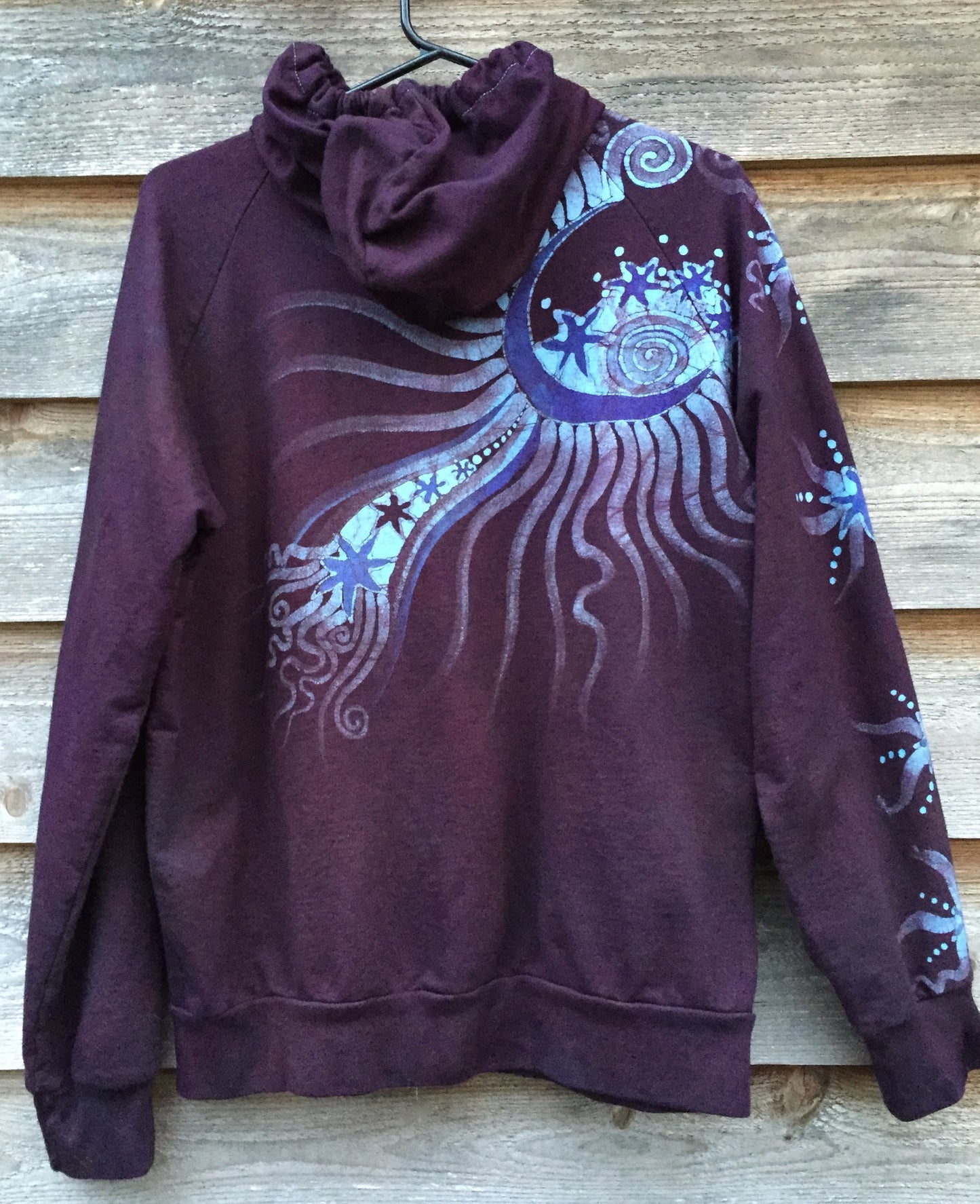 Midnight Maroon Tree of Life Handmade Batik Hoodie - Batikwalla 
 - 7