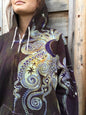 Deepest Gold and Purple Moon Star Organic Cotton Batik Hoodie - Batikwalla 
 - 1