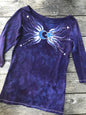 Wings Of A Purple Angel Hand Painted Batik Top