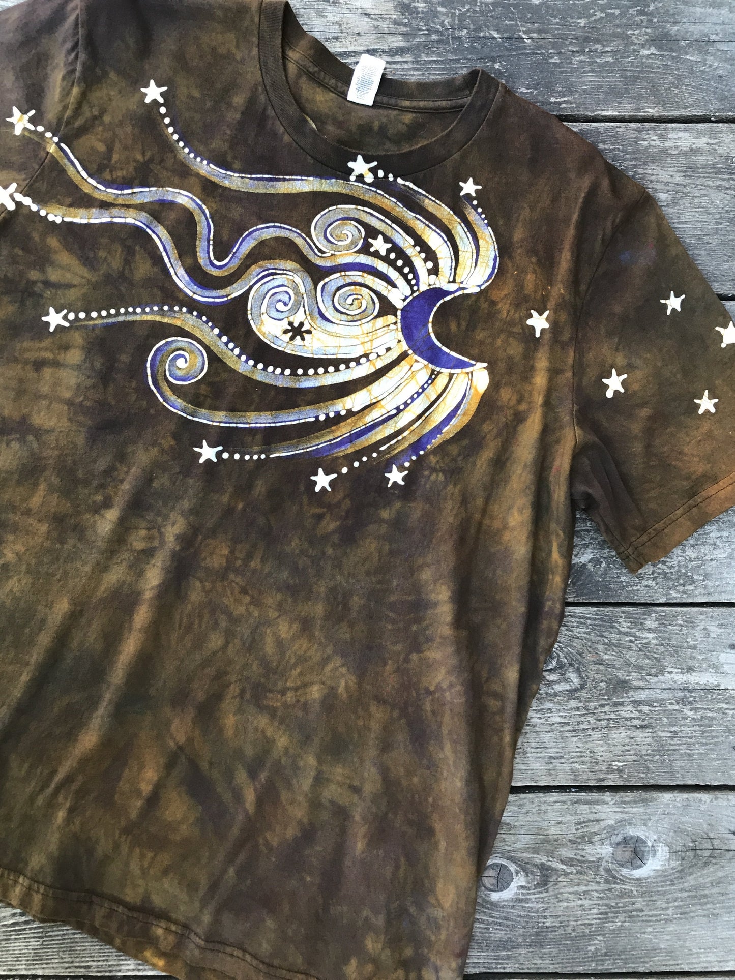 Pura Vida Dark Gold Moonlight Handmade Batikwalla Tshirt - Size XL